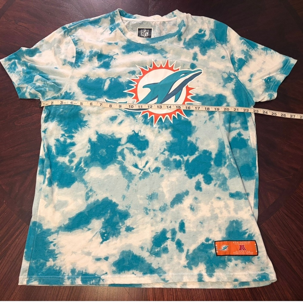 NFL Team Apparel Miami Dolphins Tie Dye T-Shirt Mens XL Teal White Short Sleeve